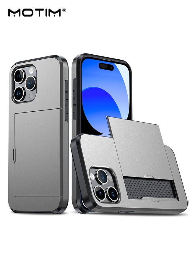 Motim iPhone 15 Pro Case, Armor Design Wallet Case with Hidden Card Holder, Full Protection, Slim Thin Shockproof Full-body Protective Phone Case Cover, Supports Wireless Charging  - Image 1