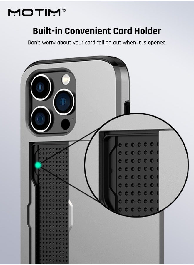 Motim iPhone 15 Pro Case, Armor Design Wallet Case with Hidden Card Holder, Full Protection, Slim Thin Shockproof Full-body Protective Phone Case Cover, Supports Wireless Charging  - Image 2