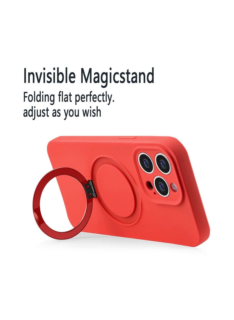 X-level iPhone 15 Pro Silicone Case Cover [Compatible with MagSafe][Build-in Kickstand] Magnetic Stand Comfortable Touch Slim Soft Edge Anti-Fingerprint Camera len Protector Protection Back Cover - Image 4