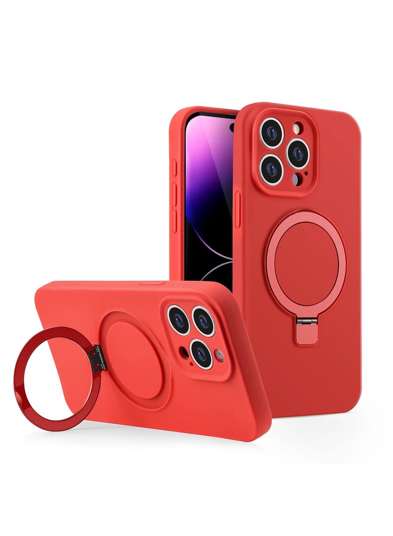 X-level iPhone 15 Pro Silicone Case Cover [Compatible with MagSafe][Build-in Kickstand] Magnetic Stand Comfortable Touch Slim Soft Edge Anti-Fingerprint Camera len Protector Protection Back Cover - Image 1