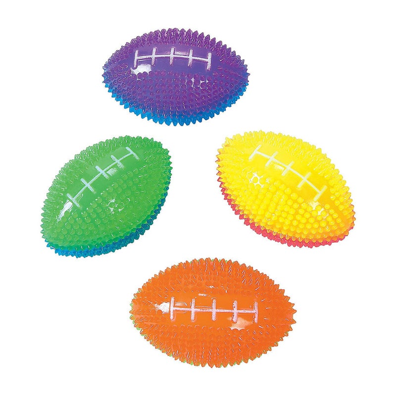 Fun Express Light Up Mini Footballs Bulk Set of 12 Glow in Dark Rubber Football Toys for Kids Ages 612 for Boys 810 Year Old Outdoor Games Sports Party Favors - Image 3