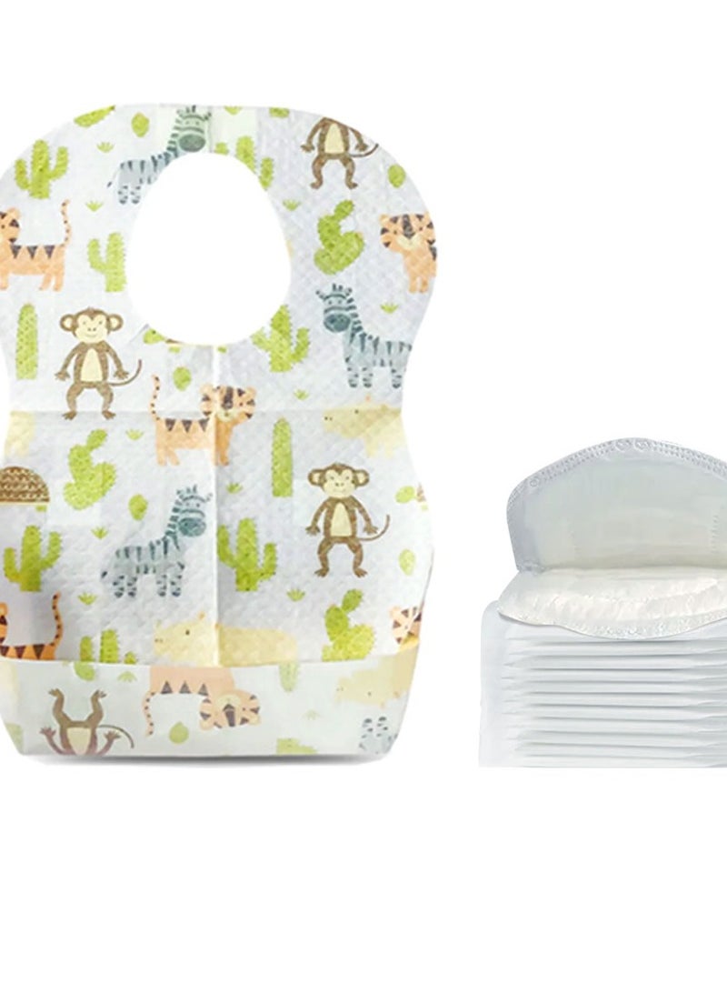 Star Babies - Combo Pack of 2- Disposable Bibs Animal Print (20 Pcs) with Breast Pad - Image 1