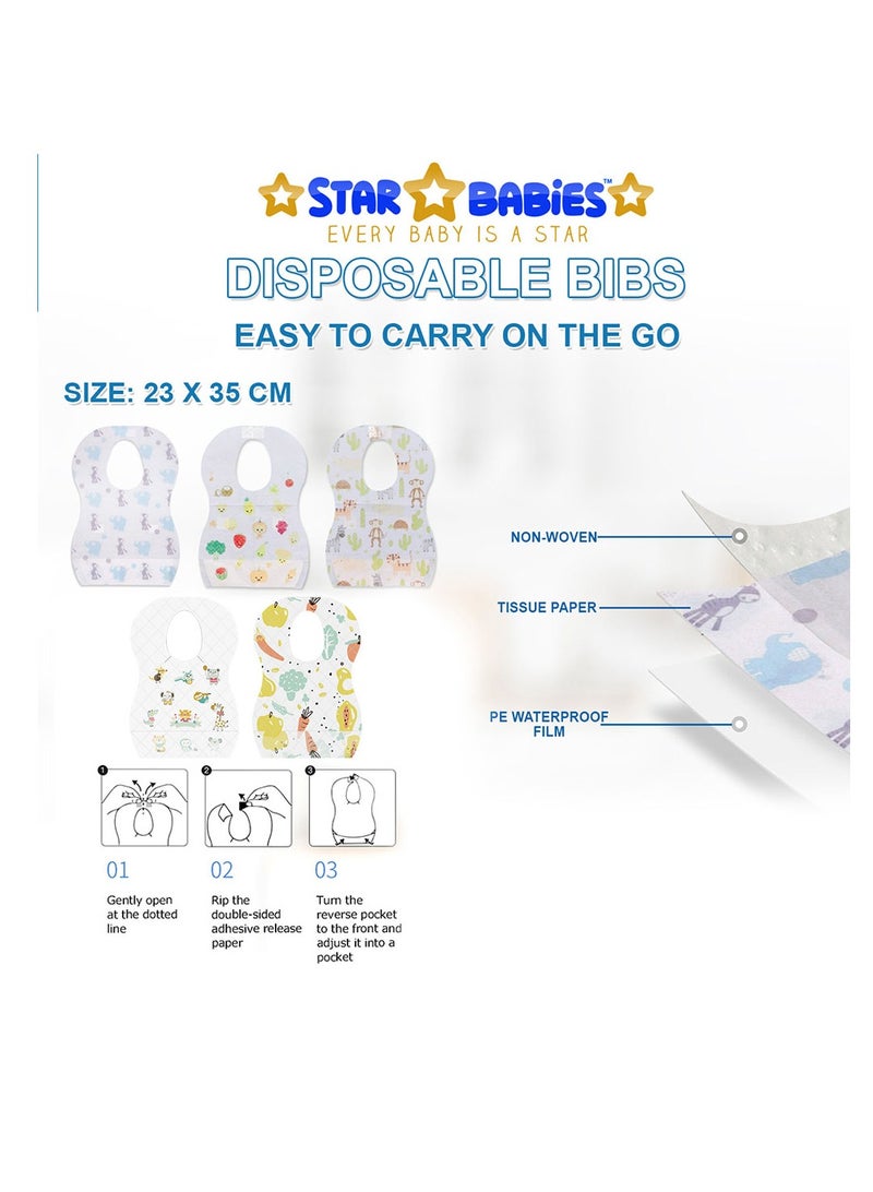 Star Babies - Combo Pack of 2- Disposable Bibs Animal Print (20 Pcs) with Breast Pad - Image 3