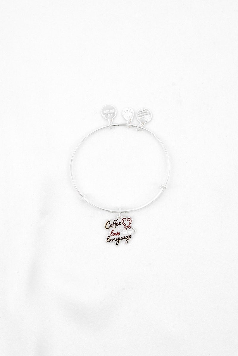 ALEX AND ANI سوار سحر لغة حبي هو القهوة للنساء، فضي - Image 2