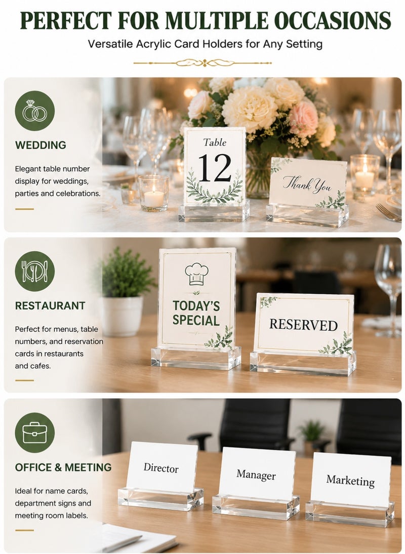 10pcs Clear Acrylic Place Card Holders | Table Number & Name Card Display Stand | Wedding, Event, Restaurant & Office Sign Holder | Transparent Acrylic Base Table Sign Stand - Image 2
