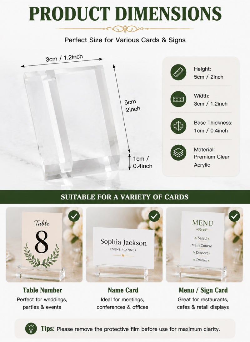 10pcs Clear Acrylic Place Card Holders | Table Number & Name Card Display Stand | Wedding, Event, Restaurant & Office Sign Holder | Transparent Acrylic Base Table Sign Stand - Image 5