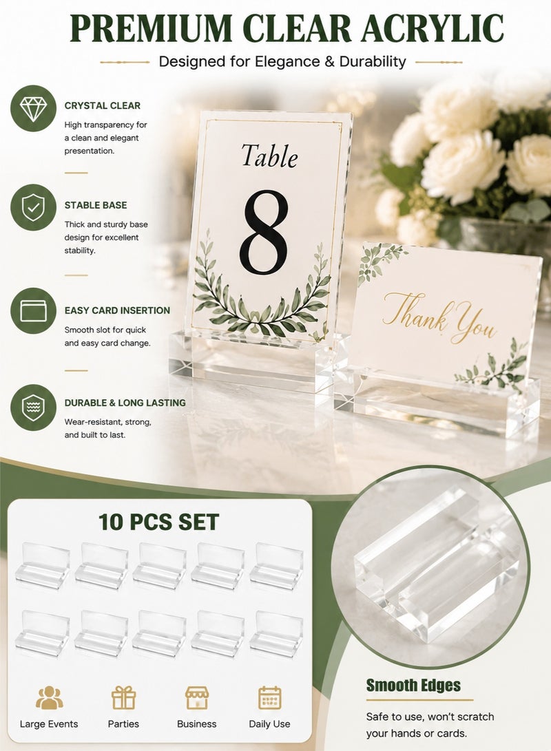 10pcs Clear Acrylic Place Card Holders | Table Number & Name Card Display Stand | Wedding, Event, Restaurant & Office Sign Holder | Transparent Acrylic Base Table Sign Stand - Image 3