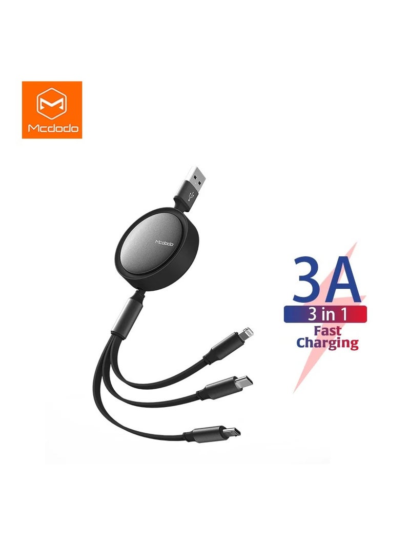Mcdodo CA-7251 3 in 1 Retractable Charging Cable Rapid Charging Fast Data Transfer - Image 2
