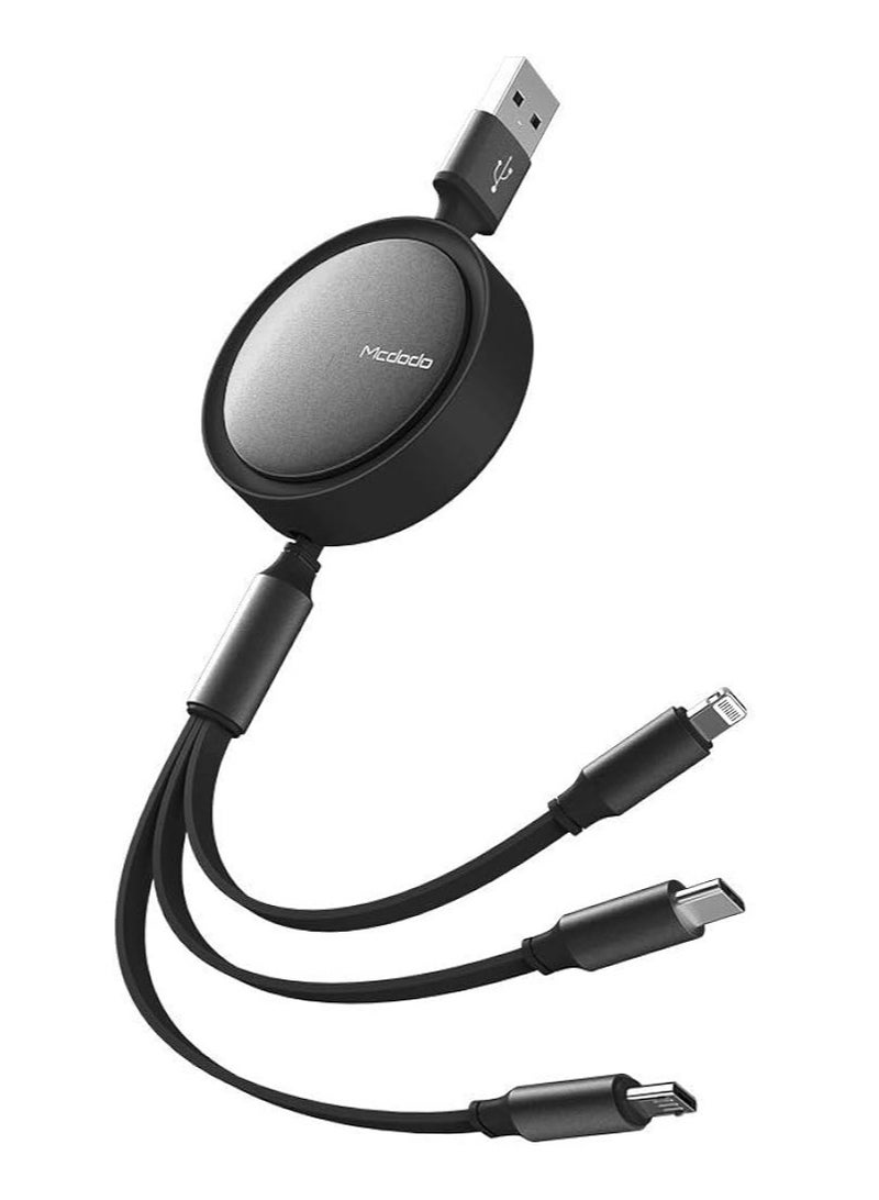Mcdodo CA-7251 3 in 1 Retractable Charging Cable Rapid Charging Fast Data Transfer - Image 1