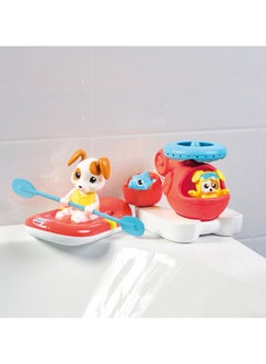 TOMY Toomies E73307C Ocean Rescue Bath Toy Set – Floating Helicopter & Rowing Raft Bundle for 12+ Months – Water Spinning Rotor and Dolphin Pourer | Multi-Colored  - Image 4
