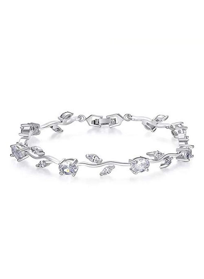 Shining Diva Fashion - Shining Diva Fashion Crystal Bracelet for Women and Girls (Silver) (rrsd9961b) - Image 1