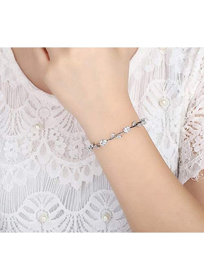 Shining Diva Fashion - Shining Diva Fashion Crystal Bracelet for Women and Girls (Silver) (rrsd9961b) - Image 1