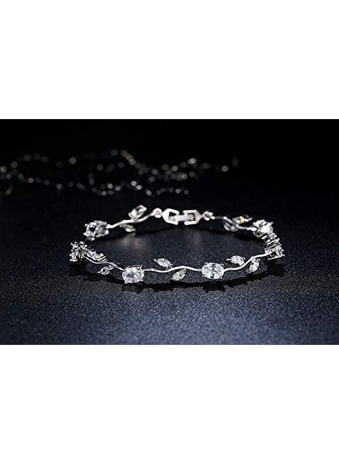 Shining Diva Fashion - Shining Diva Fashion Crystal Bracelet for Women and Girls (Silver) (rrsd9961b) - Image 1