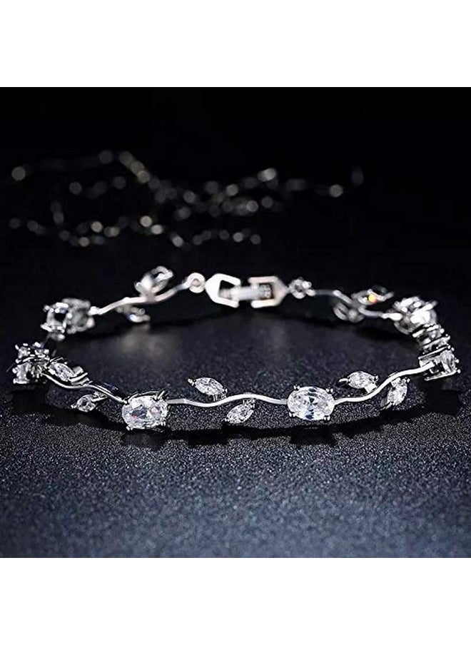 Shining Diva Fashion - Shining Diva Fashion Crystal Bracelet for Women and Girls (Silver) (rrsd9961b) - Image 1