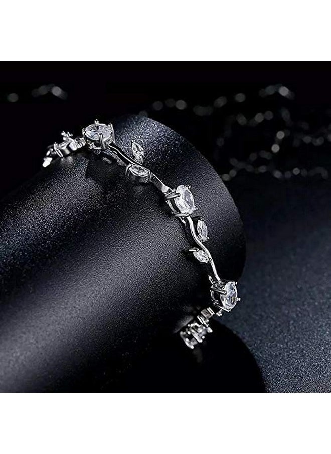Shining Diva Fashion - Shining Diva Fashion Crystal Bracelet for Women and Girls (Silver) (rrsd9961b) - Image 1