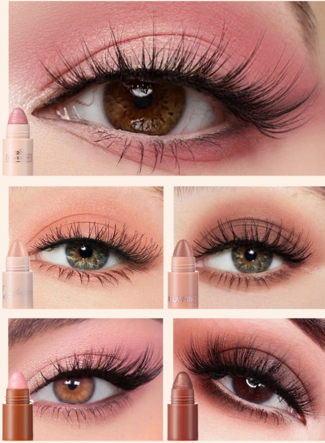 DIMSHOW 5Pcs Portable Eye Shadow Pen Multi-Functional Shiny Lazy Eye Shadow Pen High Light Contour Eye Silkworm Pen Pearl Waterproof Eye Shadow Stick Nude - Image 5