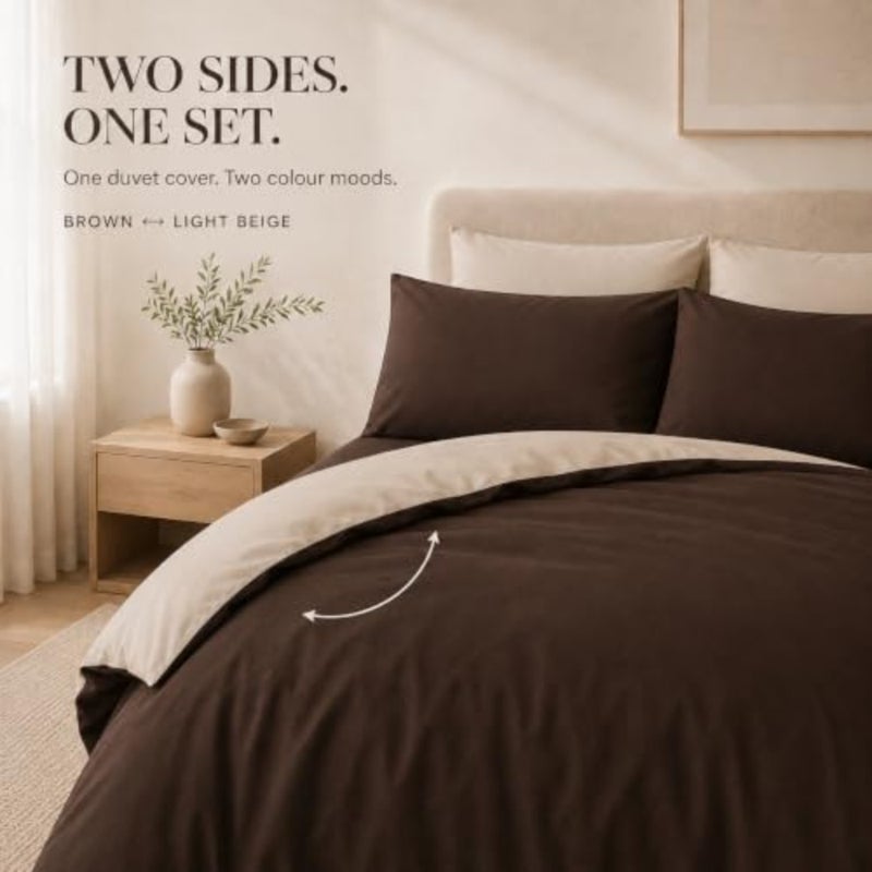 King Size Duvet Cover Set - 6 Pcs 220x240cm Reversible Soft Microfiber Duvet Cover, Fitted Sheet and 4 Pillowcases Wrinkle-Free, Easy Care Made in UAE - Image 2