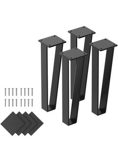 Hometrix Hometrix Metal Bench Legs Set of 4 TriangleShape Heavy Duty Table Legs Metal Couch Legs Furniture Legs Black Metal for Sofa Couch Dresser Metal Legs for Coffee Table 10 Inch  - Image 1