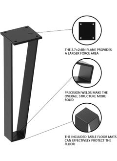 Hometrix Hometrix Metal Bench Legs Set of 4 TriangleShape Heavy Duty Table Legs Metal Couch Legs Furniture Legs Black Metal for Sofa Couch Dresser Metal Legs for Coffee Table 10 Inch  - Image 3