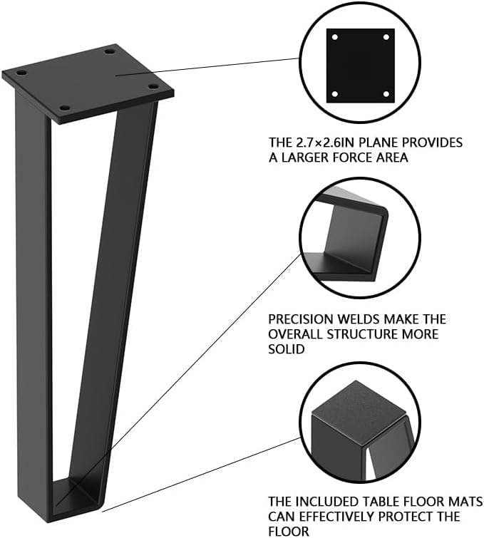 Hometrix Metal Bench Legs Set of 4 TriangleShape Heavy Duty Table Legs Metal Couch Legs Furniture Legs Black Metal for Sofa Couch Dresser Metal Legs for Coffee Table 10 Inch - Image 3