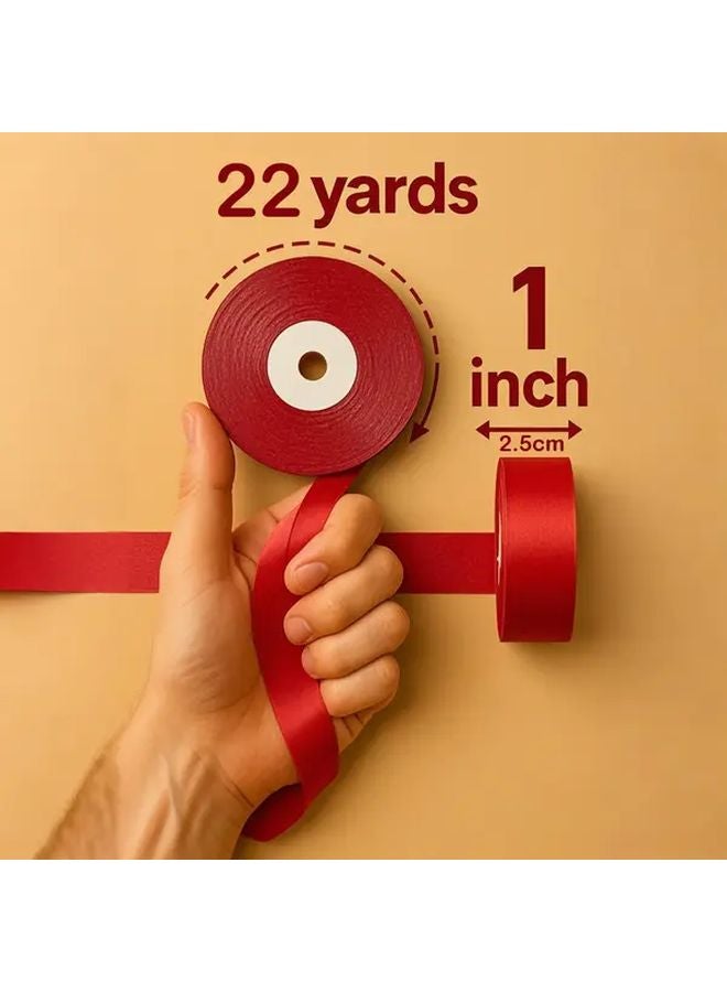 Red Satin Ribbon 1 Inch x 22 Yards For Gift Wrapping Crafts Decor - Image 3