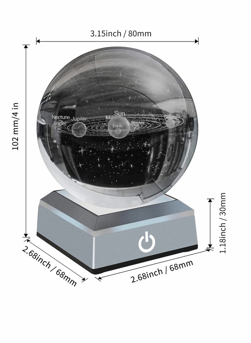 كاست ويف 3D Solar System Model Crystal Ball 80mm 3.15 Engraved Hologram with Light Up Base Planet Model Science Astronomy Learning Toys Educational Gift for Kids - Image 4
