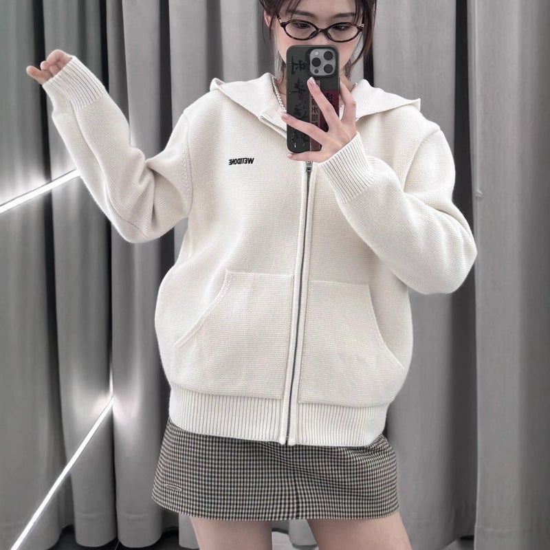 We11 Knitted Zipper Hoodie Basic Logo Letter All-Match Zipper Hooded Sweater Cardigan For Men And Women - Image 4