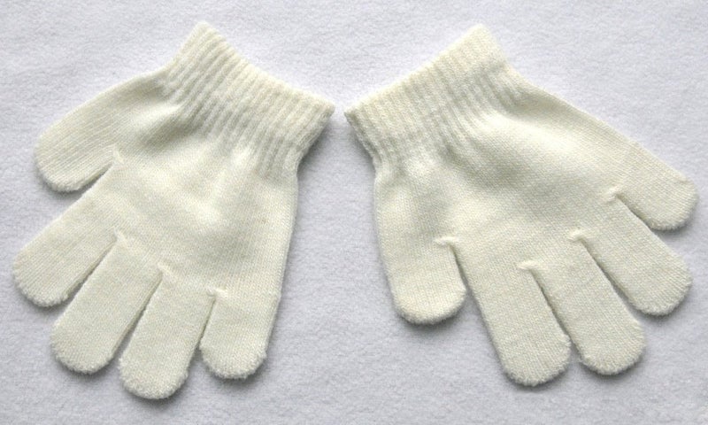BaiX Little Kids Solid Winter Knitted Full Finger Gloves, 3-8 Years Old, White - Image 2