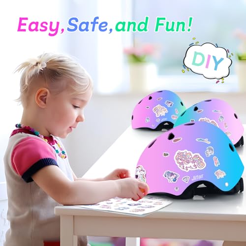 JIFAR Kids Helmet and Pads Set for Skateboard & Bike - Adjustable Toddler Safety Gear with Cool Color Gradient for Boys Girls 3-5-8-14 Years Old, for Scooter, Rollerblading, Longboard - Image 2