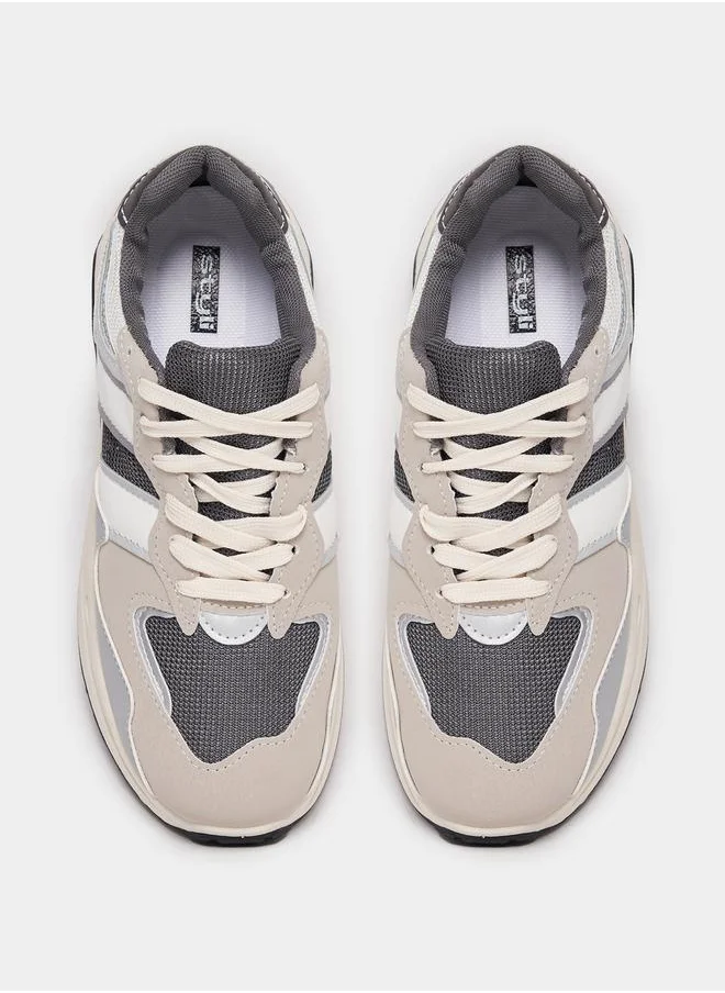 Styli Knit Mesh Upper Lace Up Sneakers