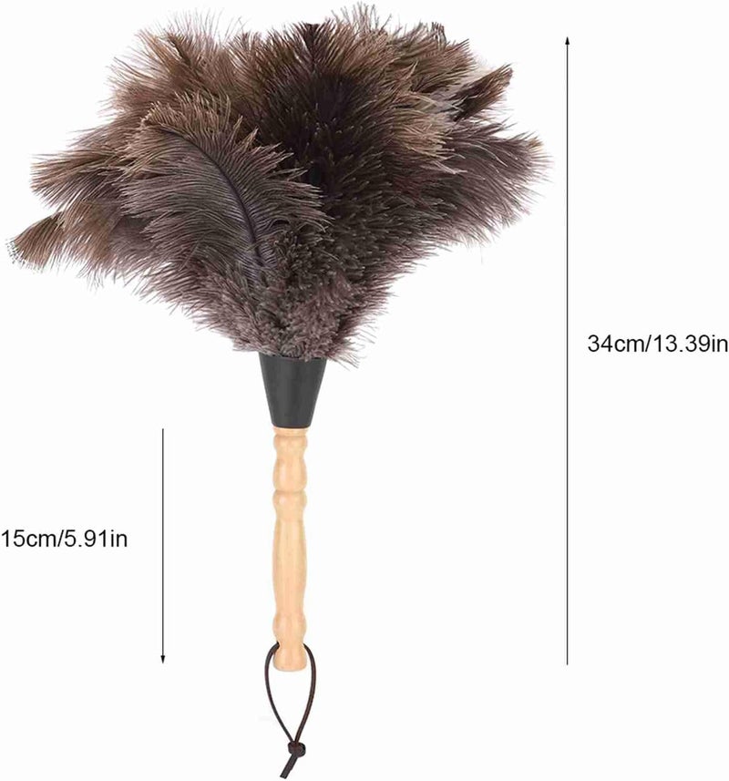 Ejoyous Feathers Duster, 13.4in Anti Static Feathers Duster with Wood Handle Reusable, Eco-Friendly Handheld Dust Removal Cleaning Tool for Keyboard Home Car Office - Image 5