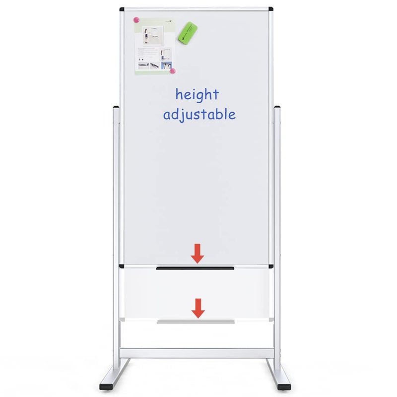 VIZ-PRO لوحة بيضاء مغناطيسية مزدوجة الجوانب من VIZ-PRO، 48 × 24 بوصة، إطار وقاعدة من الألمنيوم - Image 2
