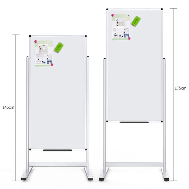 VIZ-PRO لوحة بيضاء مغناطيسية مزدوجة الجوانب من VIZ-PRO، 48 × 24 بوصة، إطار وقاعدة من الألمنيوم - Image 3