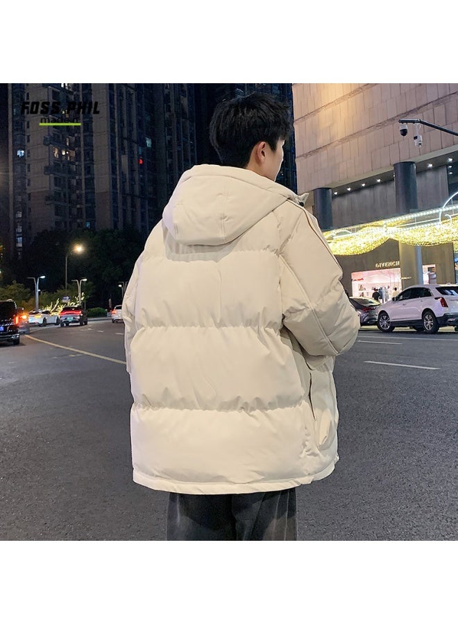 Foss Phil Cotton Jacket For Men And Women, Winter Fleece-lined Casual Loose Hooded Cotton Coat, Trendy Couple Outerwear, 8053 Apricot Color, 2XL - Image 5