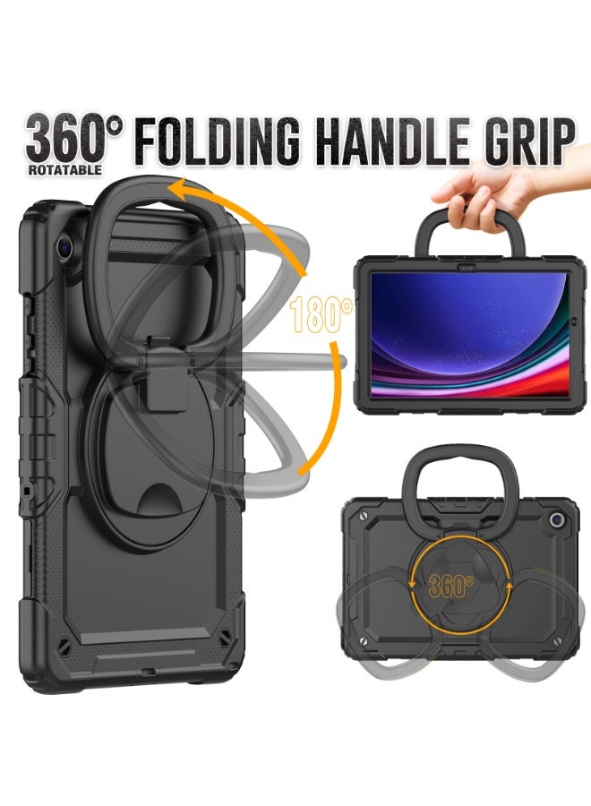 Kids Case for Samsung Galaxy Tab S10 FE 10.9 inch 2025, 360° Rotatable Stand Folding Handle Grip Heavy Duty Full-Body Shockproof Silicone Cover - Image 2