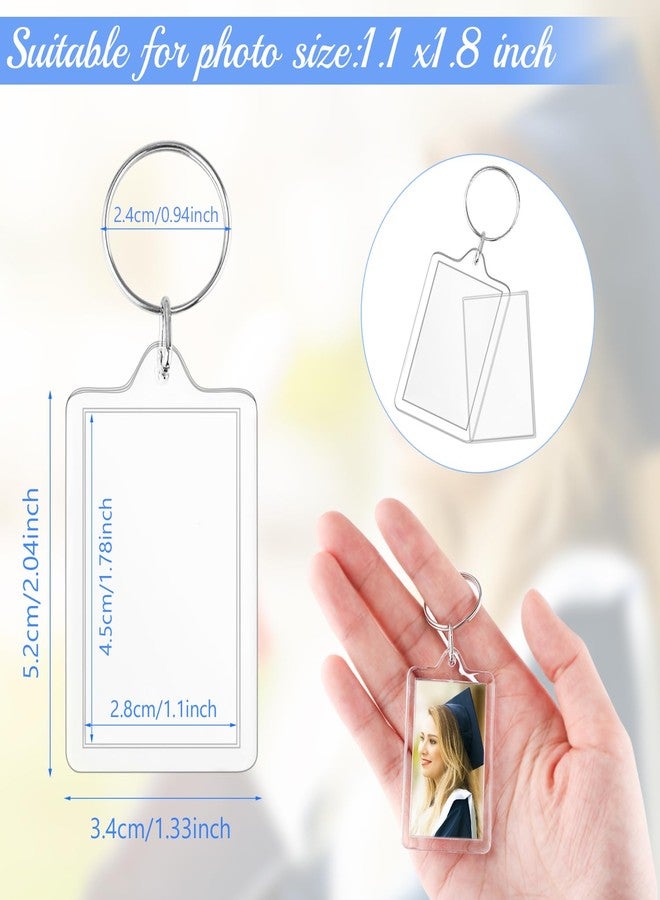 USRommaner 150 PCS Blank Photo Insert Keychains,Translucent Acrylic with Split Key Rings for Double-Sided Photos,Small Pendant Picture Frames for Family, Friends,DIY Gifts & Craft(Fit 1.1 × 1.8inch Pic） - Image 2