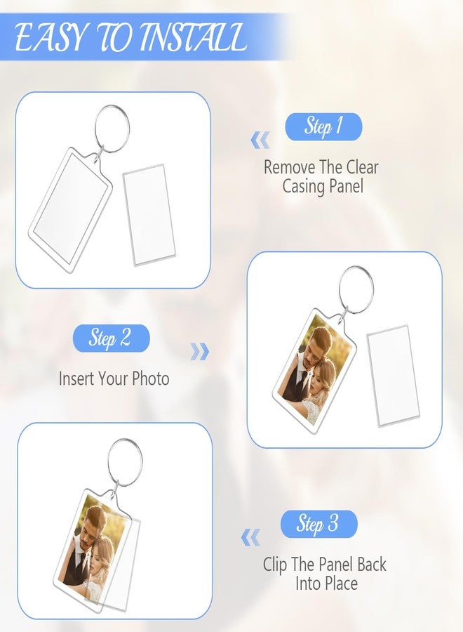 USRommaner 150 PCS Blank Photo Insert Keychains,Translucent Acrylic with Split Key Rings for Double-Sided Photos,Small Pendant Picture Frames for Family, Friends,DIY Gifts & Craft(Fit 1.1 × 1.8inch Pic） - Image 3