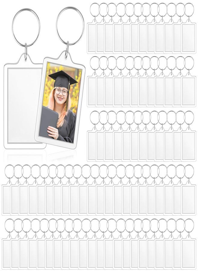 USRommaner 150 PCS Blank Photo Insert Keychains,Translucent Acrylic with Split Key Rings for Double-Sided Photos,Small Pendant Picture Frames for Family, Friends,DIY Gifts & Craft(Fit 1.1 × 1.8inch Pic） - Image 1