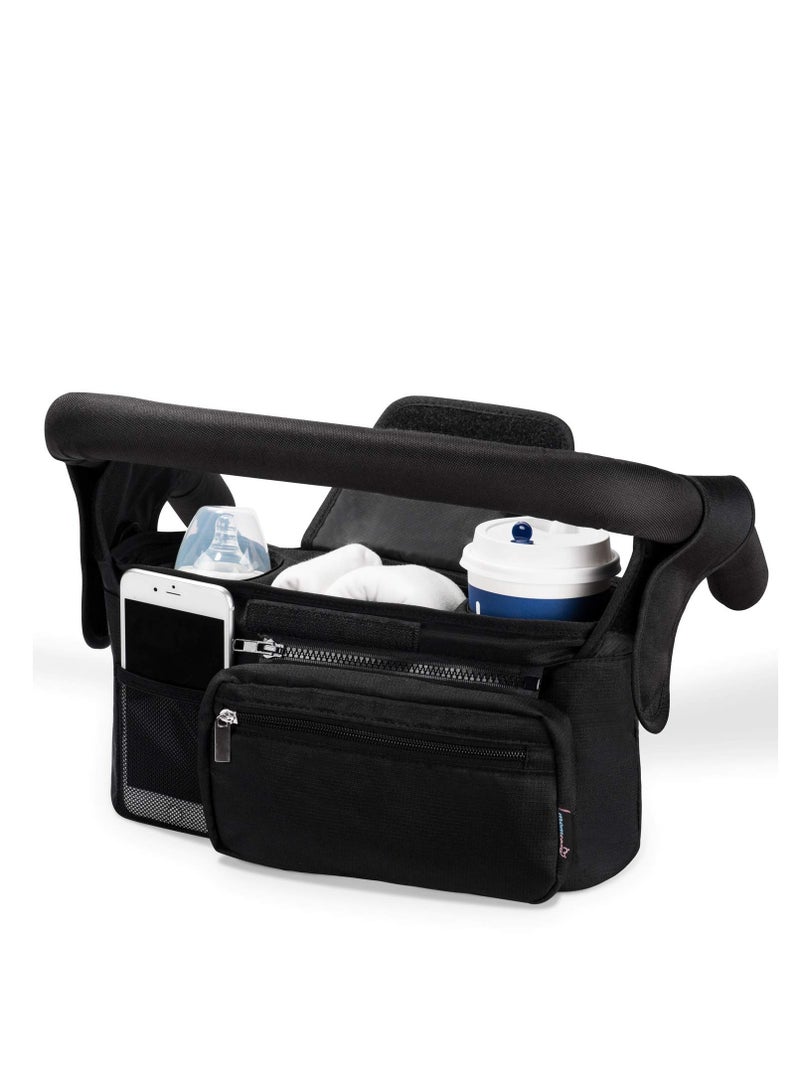 Barakah Universal Stroller Organizer with Insulated Cup Holder Detachable Phone Bag & Shoulder Strap, Fits for Stroller like Uppababy, Baby Jogger, Britax, BOB, Umbrella and Pet Stroller - Image 1