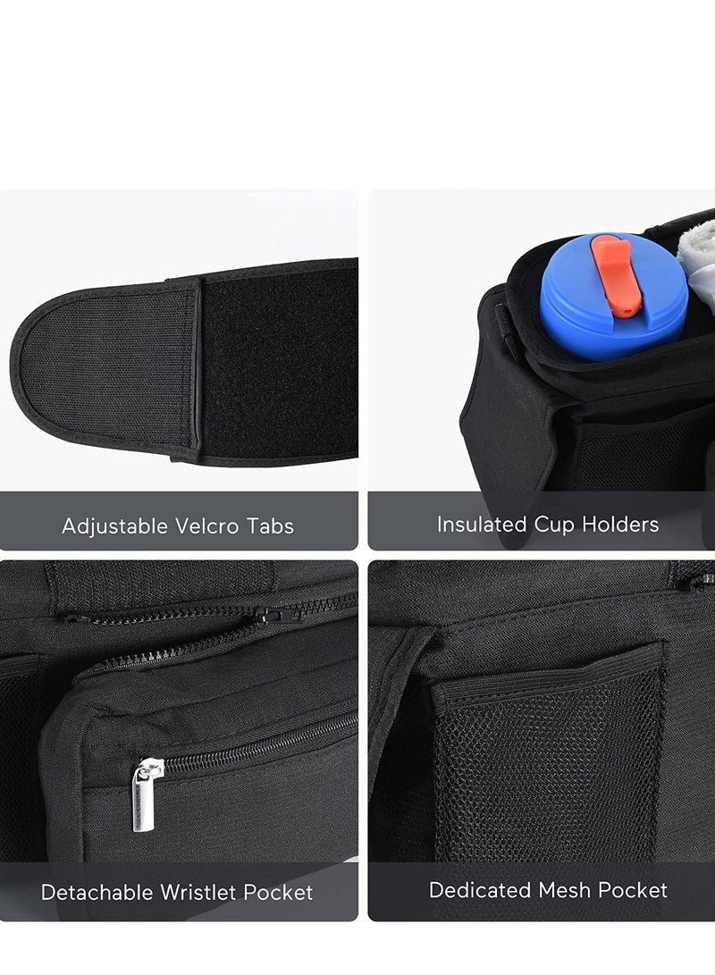Barakah Universal Stroller Organizer with Insulated Cup Holder Detachable Phone Bag & Shoulder Strap, Fits for Stroller like Uppababy, Baby Jogger, Britax, BOB, Umbrella and Pet Stroller - Image 2