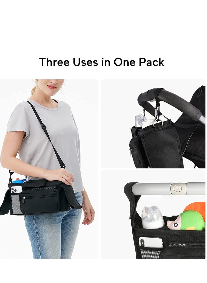 Barakah Universal Stroller Organizer with Insulated Cup Holder Detachable Phone Bag & Shoulder Strap, Fits for Stroller like Uppababy, Baby Jogger, Britax, BOB, Umbrella and Pet Stroller - Image 4