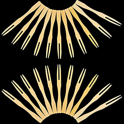 Jovitec 440 Pcs Mini Bamboo Forks 3.5 Inch Appetizer Cocktail Forks Bulk disposable Wood Toothpicks Double Prong Charcuterie Picks for Birthday Party Wedding Food Fruit Supply - Image 2