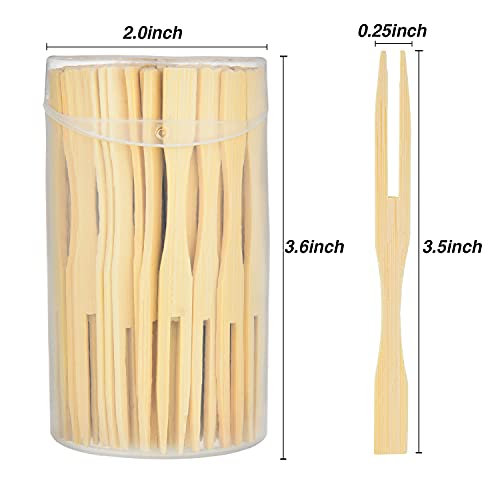 Jovitec 440 Pcs Mini Bamboo Forks 3.5 Inch Appetizer Cocktail Forks Bulk disposable Wood Toothpicks Double Prong Charcuterie Picks for Birthday Party Wedding Food Fruit Supply - Image 4