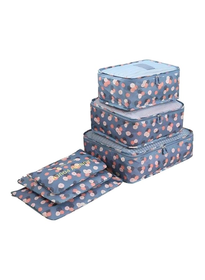 6-Piece Travel Packing Pouch Set Blue/Pink/Beige