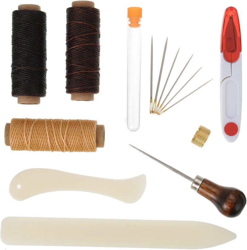 Shappy 15 Pieces Bookbinding Kit Starter Tools Set Bone Folder Paper Creaser, Waxed Thread, Awl, Large-Eye Needles for DIY Bookbinding Crafts and Sewing Supplies - Image 1