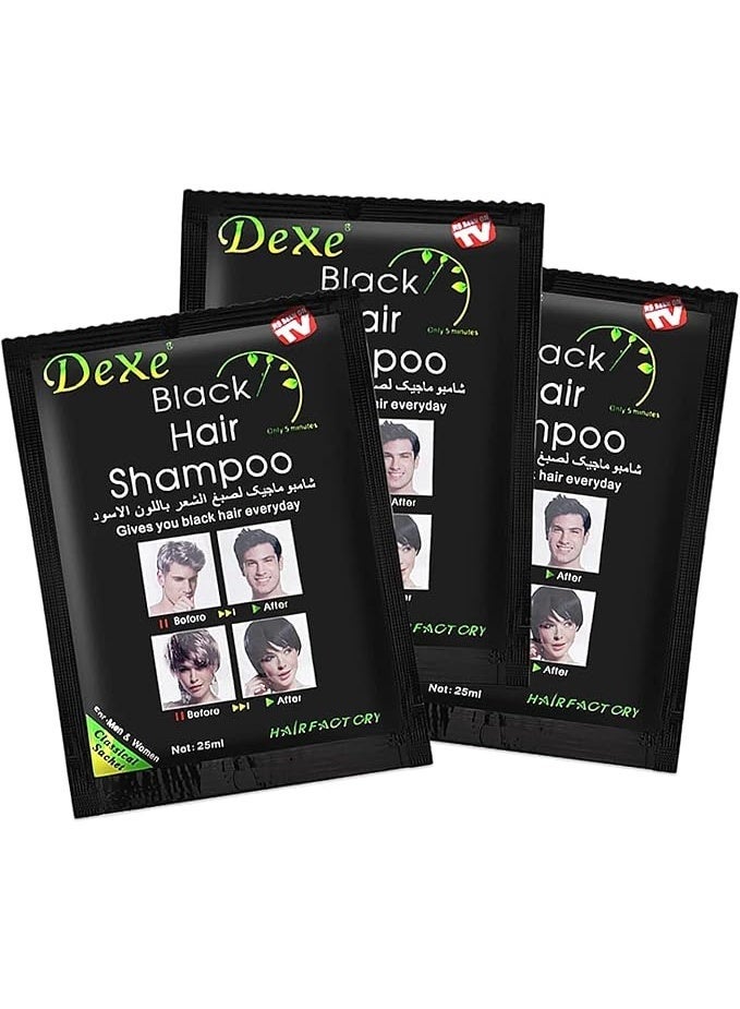 Dexe Black hair shampoo, 25ml, 3 pieces - Image 1