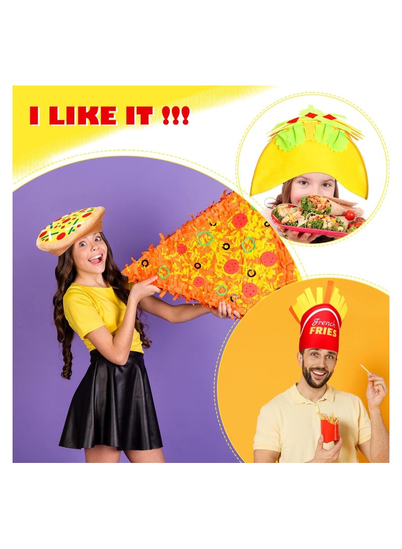 SOLARAE 3 قطع قبعة بيتزا، قبعة زي تاكو، قبعة طعام بطاطس مقلية، قبعة مجنونة، زي طعام لعيد سينكو دي مايو، إكسسوار زي هالوين لحفلة فييستا، حفلة عيد ميلاد، مواكب، عروض - Image 5