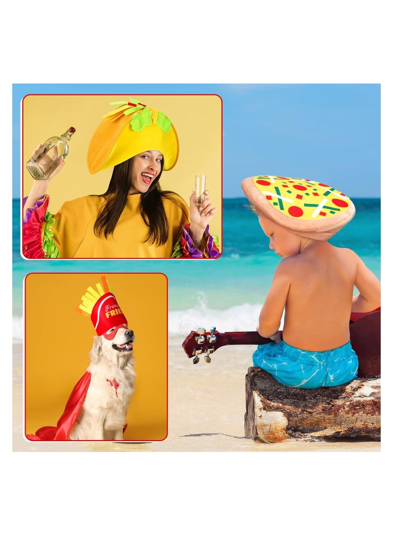 SOLARAE 3 قطع قبعة بيتزا، قبعة زي تاكو، قبعة طعام بطاطس مقلية، قبعة مجنونة، زي طعام لعيد سينكو دي مايو، إكسسوار زي هالوين لحفلة فييستا، حفلة عيد ميلاد، مواكب، عروض - Image 4