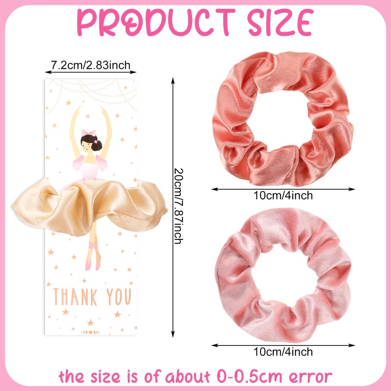 Solsew 24 Sets Ballerina Party Favors Include 24 Pink Hair Scrunchies 24 Ballet Thank You Cards Ballet Dance Recital Gifts for Girls Ballerina Birthday Party Decorations Supplies - Image 2