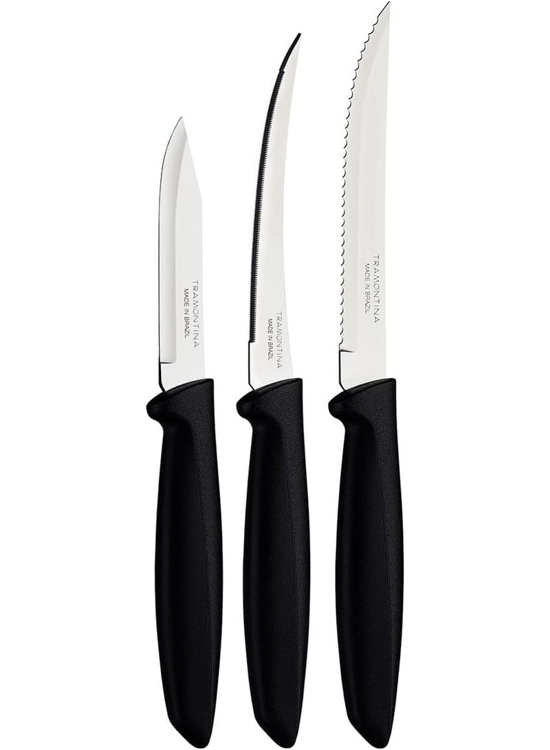 طقم سكاكين بلينوس عالي الجودة، مكون من 3 قطع - أسود - Image 1